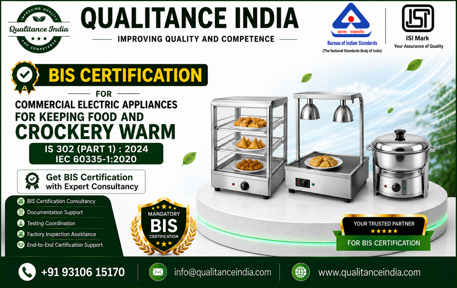 BIS Certification Consultancy for Commercial Electric Appliances for Keeping Food & Crockery Warm – IS 302 (Part 1):2024 | IEC 60335-1:2020