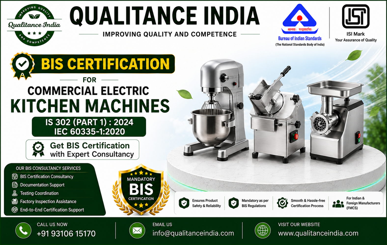 BIS Certification Consultancy for Commercial Electric Kitchen Machines – IS 302 (Part 1):2024 | IEC 60335-1:2020