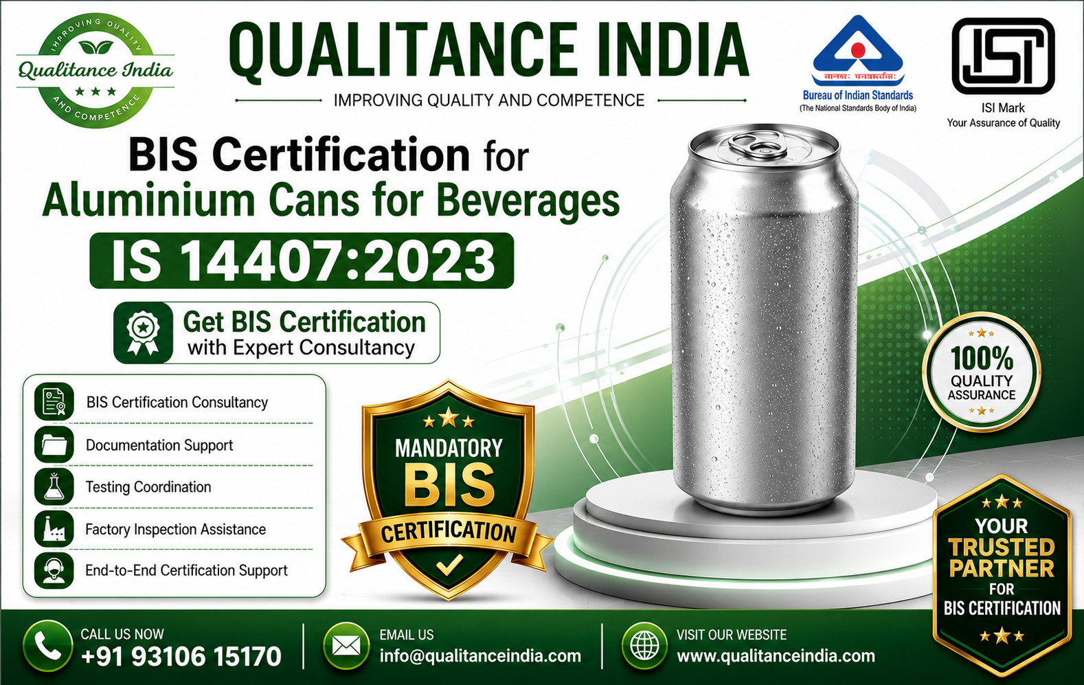 Aluminium Cans for Beverages BIS Certification | IS 14407:2023 | Complete ISI Mark Guide | Enforcement Date 01 October 2026