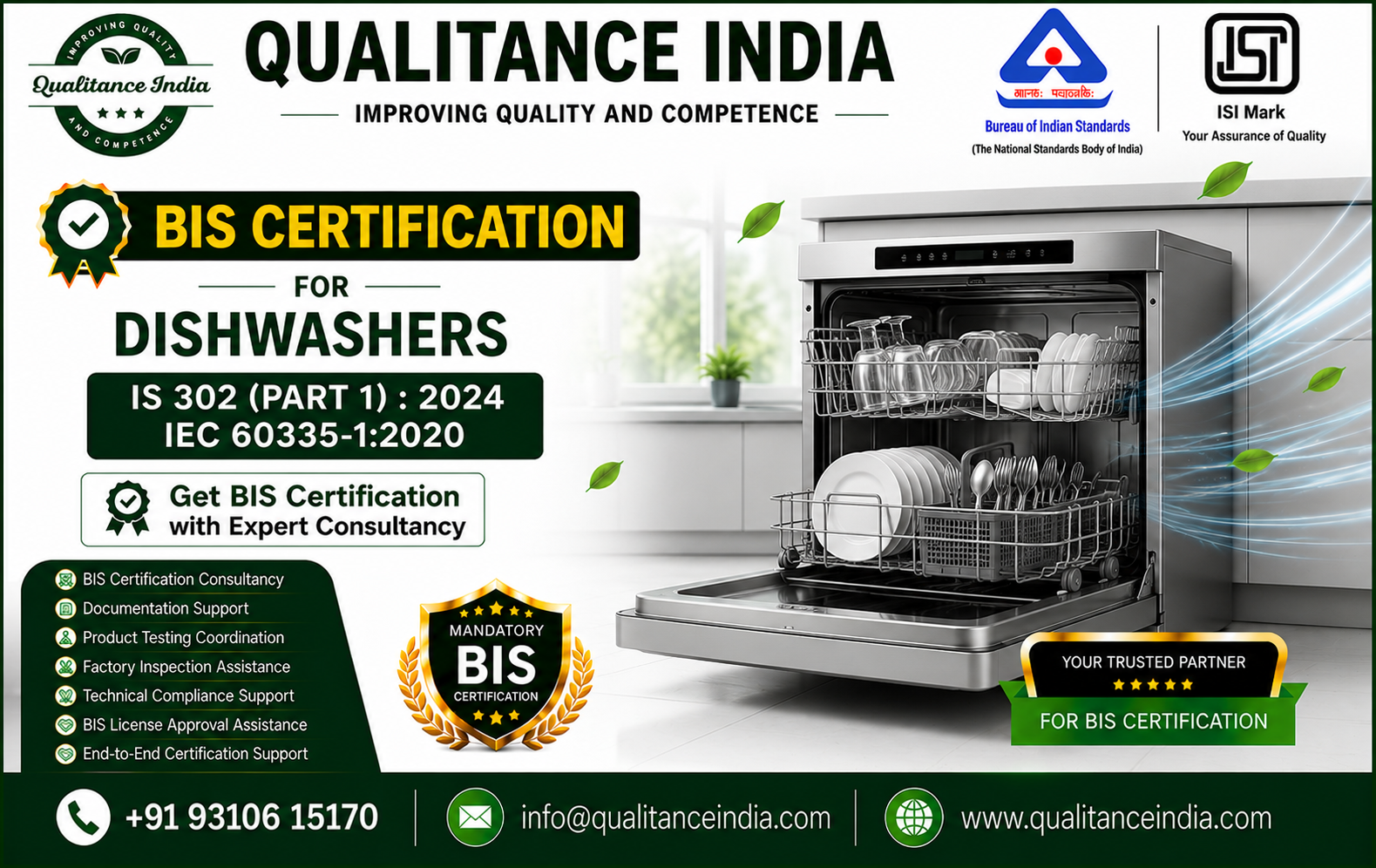 BIS Certification for Dishwashers – IS 302 (Part 1):2024 | IEC 60335-1:2020