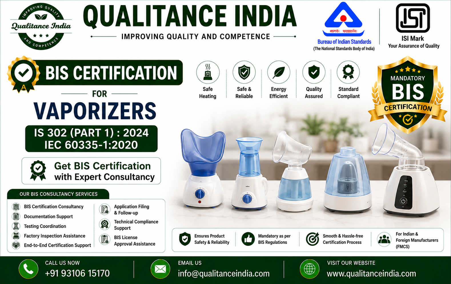 BIS Certification for Vaporizers IS 302 (Part 1):2024 | Enforcement Date 01 October 2026