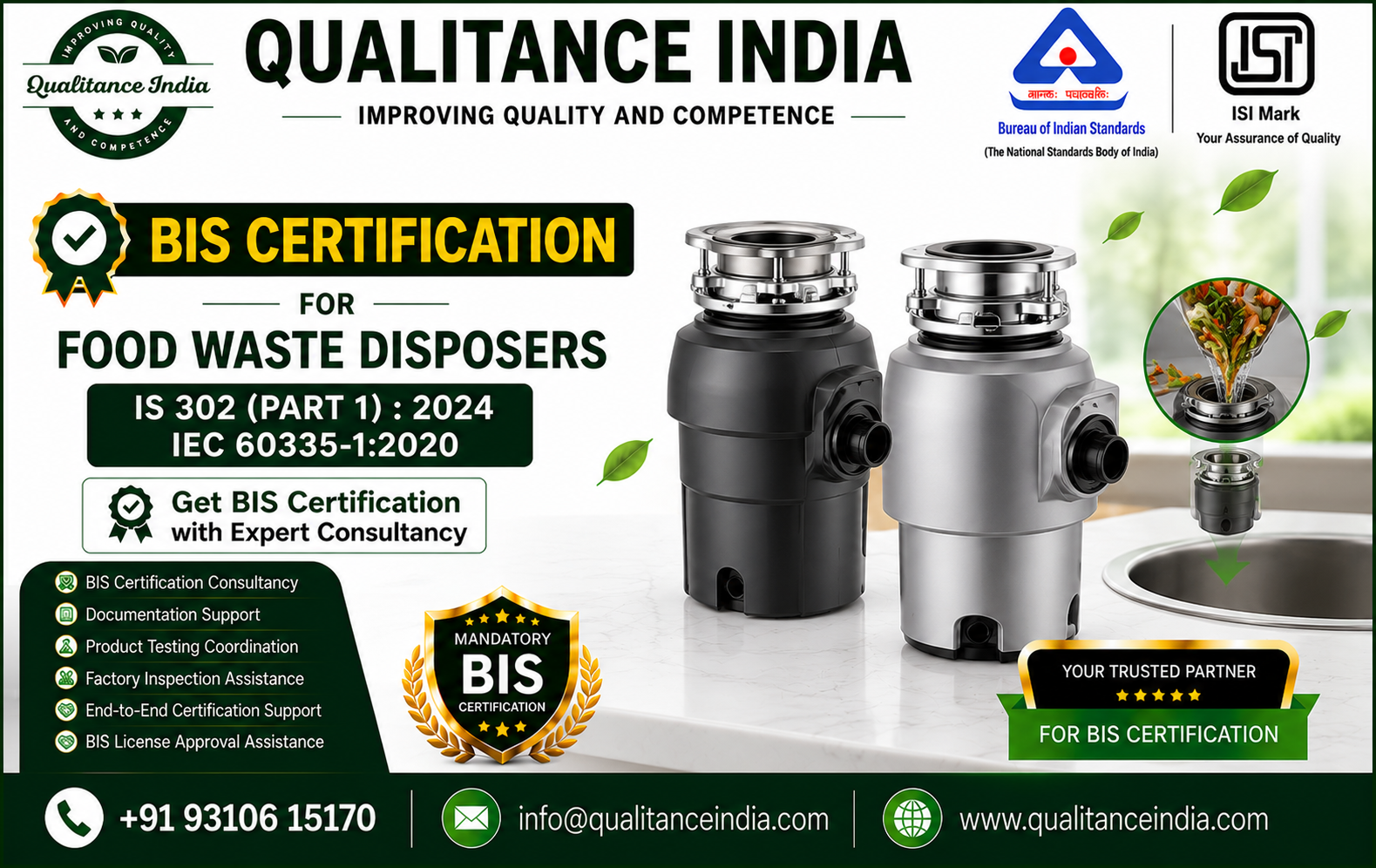 BIS Certification for Food Waste Disposers – IS 302 (Part 1):2024 | IEC 60335-1:2020