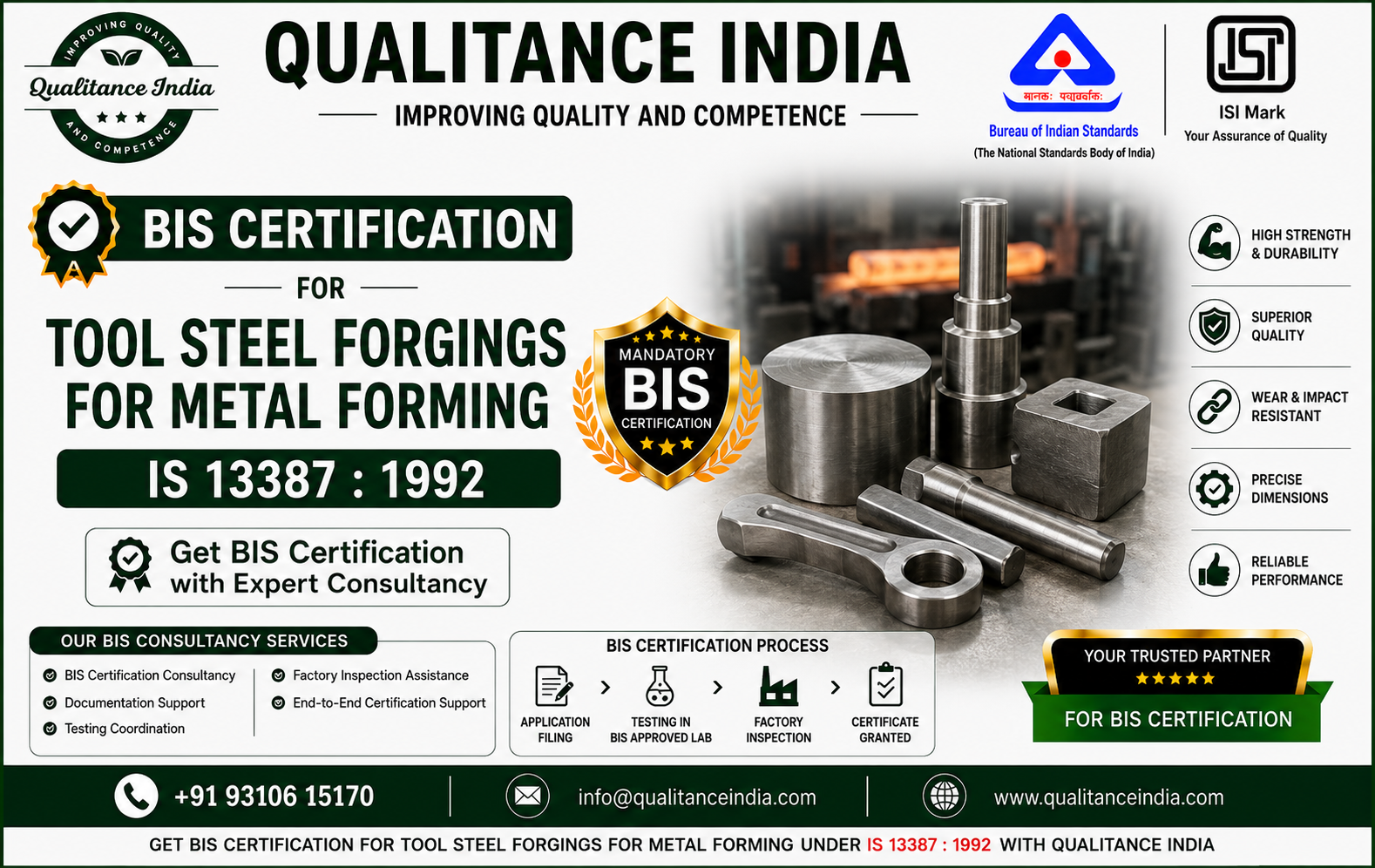 BIS Certification for Tool Steel Forgings for Metal Forming – IS 13387:1992