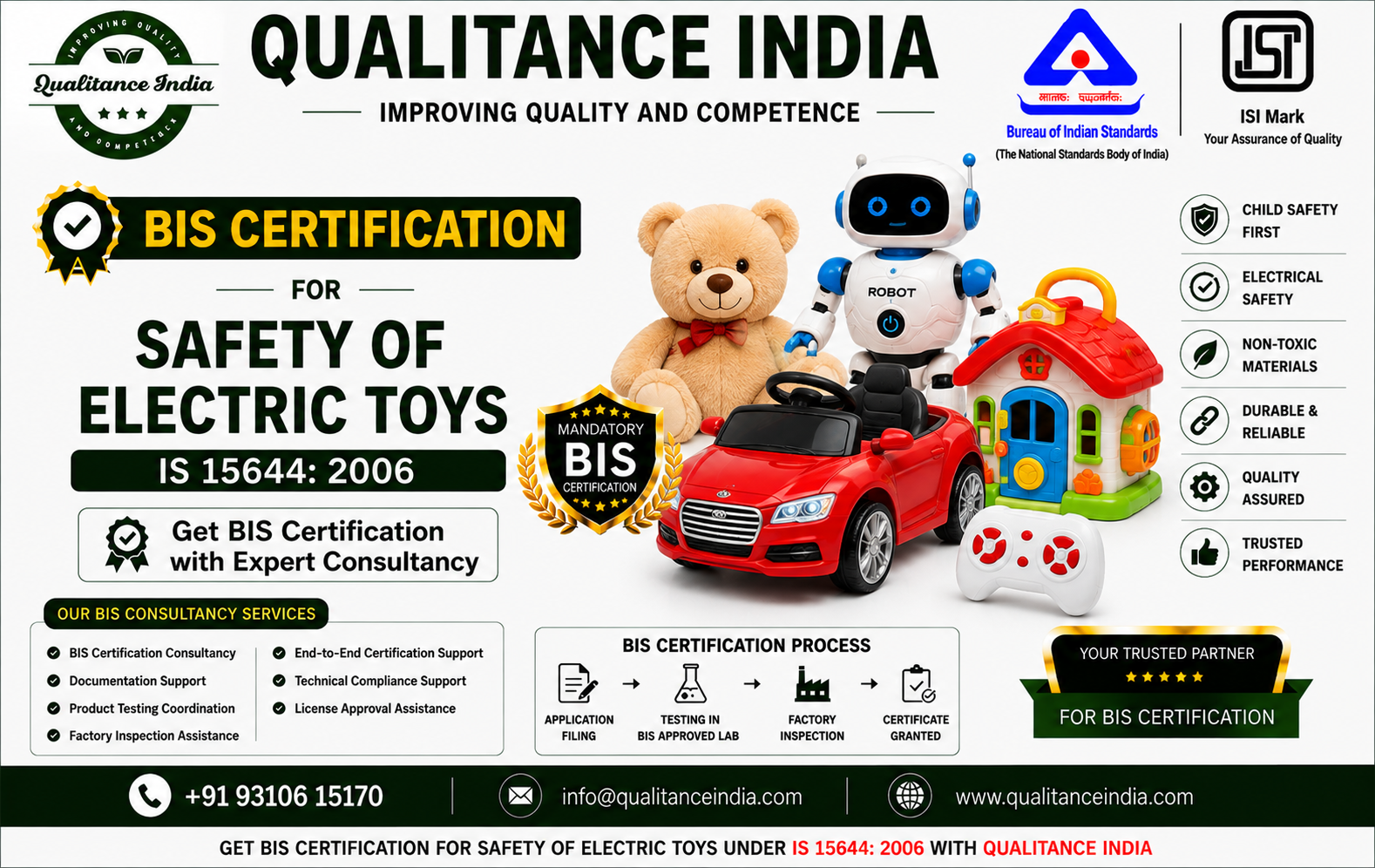 BIS Certification Consultancy for Safety of Electric Toys | IS 15644:2006 | BIS & ISI Mark Certification
