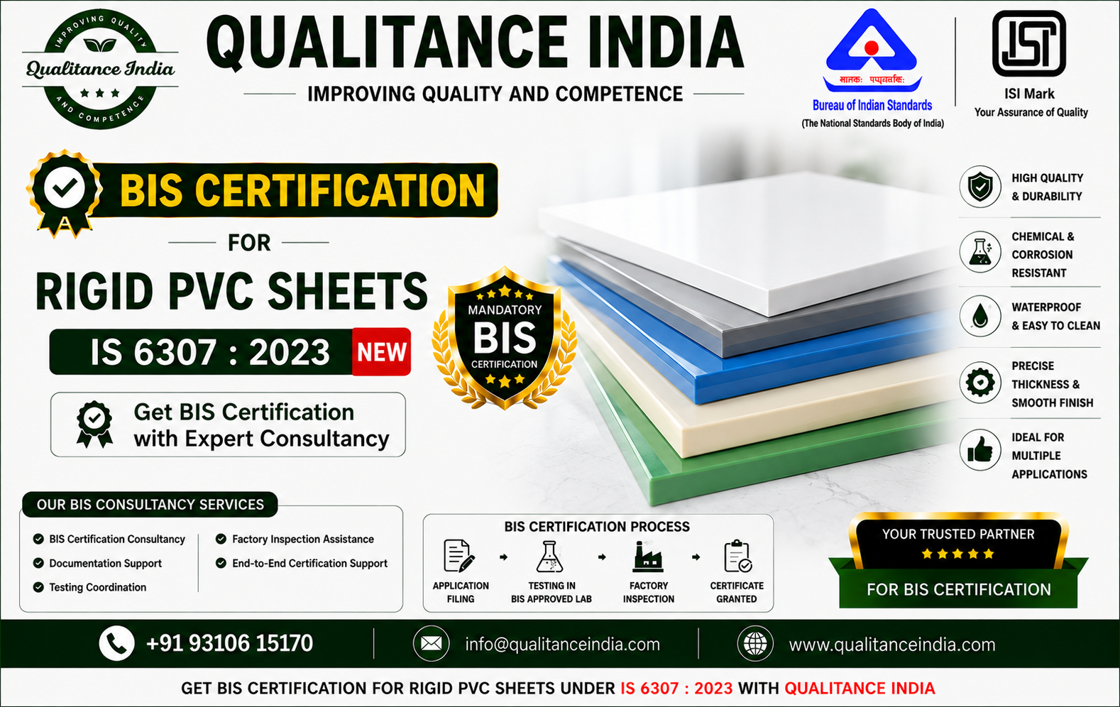 BIS Certification for Rigid PVC Sheets | IS 6307:2023 | BIS Certification Consultancy