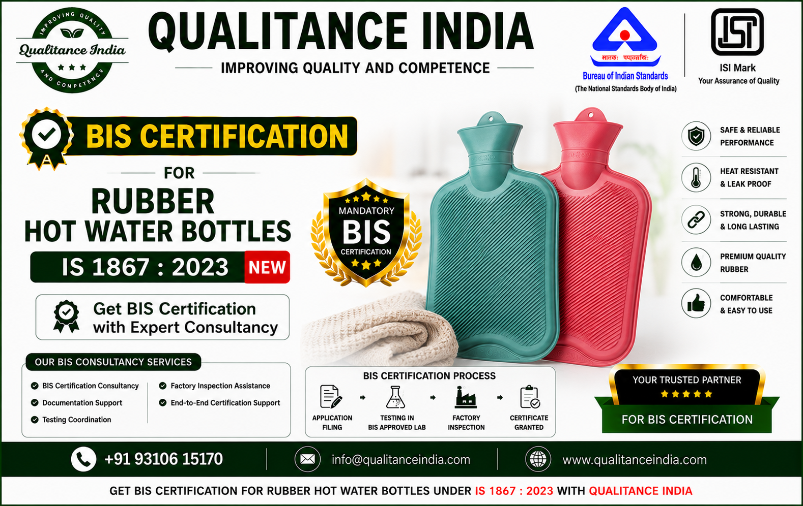 BIS Certification for Rubber Hot Water Bottles | IS 1867:2023 | BIS Certification Consultancy