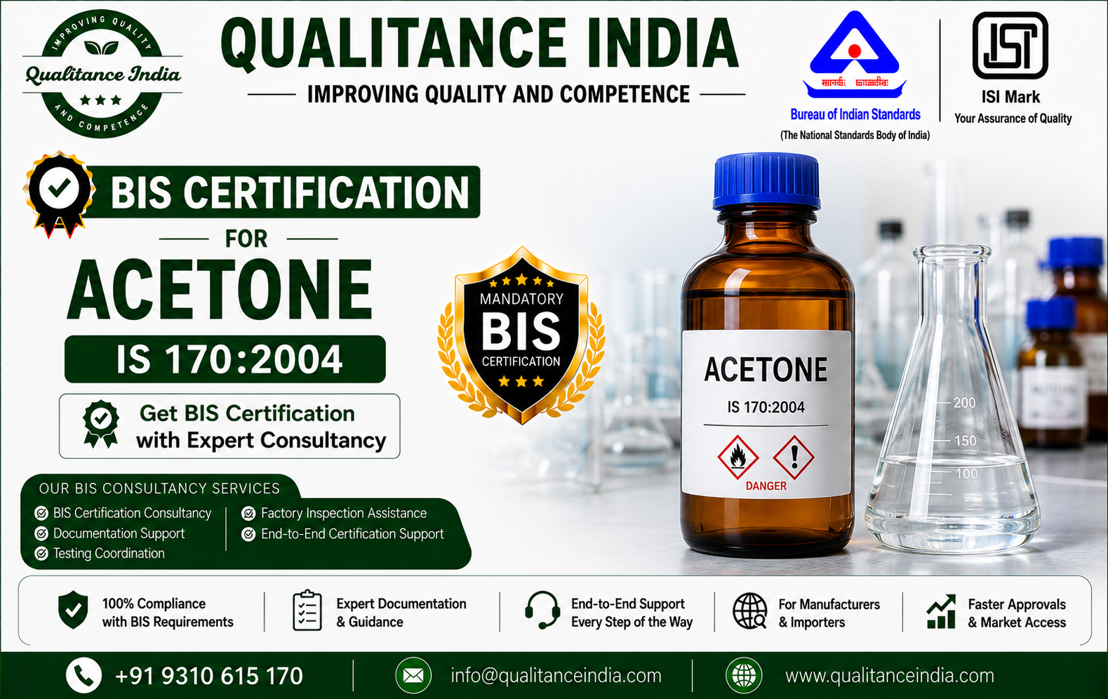 BIS Certification for Acetone | IS 170:2004 | Acetone Specification