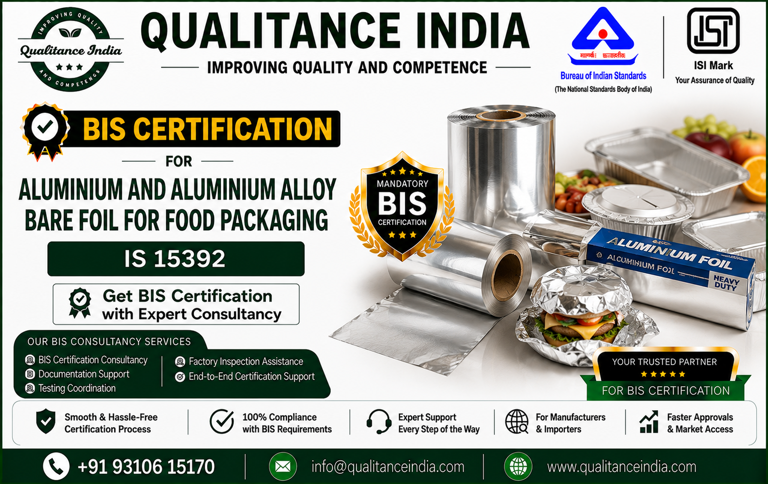 BIS Certification for Aluminium and Aluminium Alloy Bare Foil for Food Packaging – IS 15392:2003