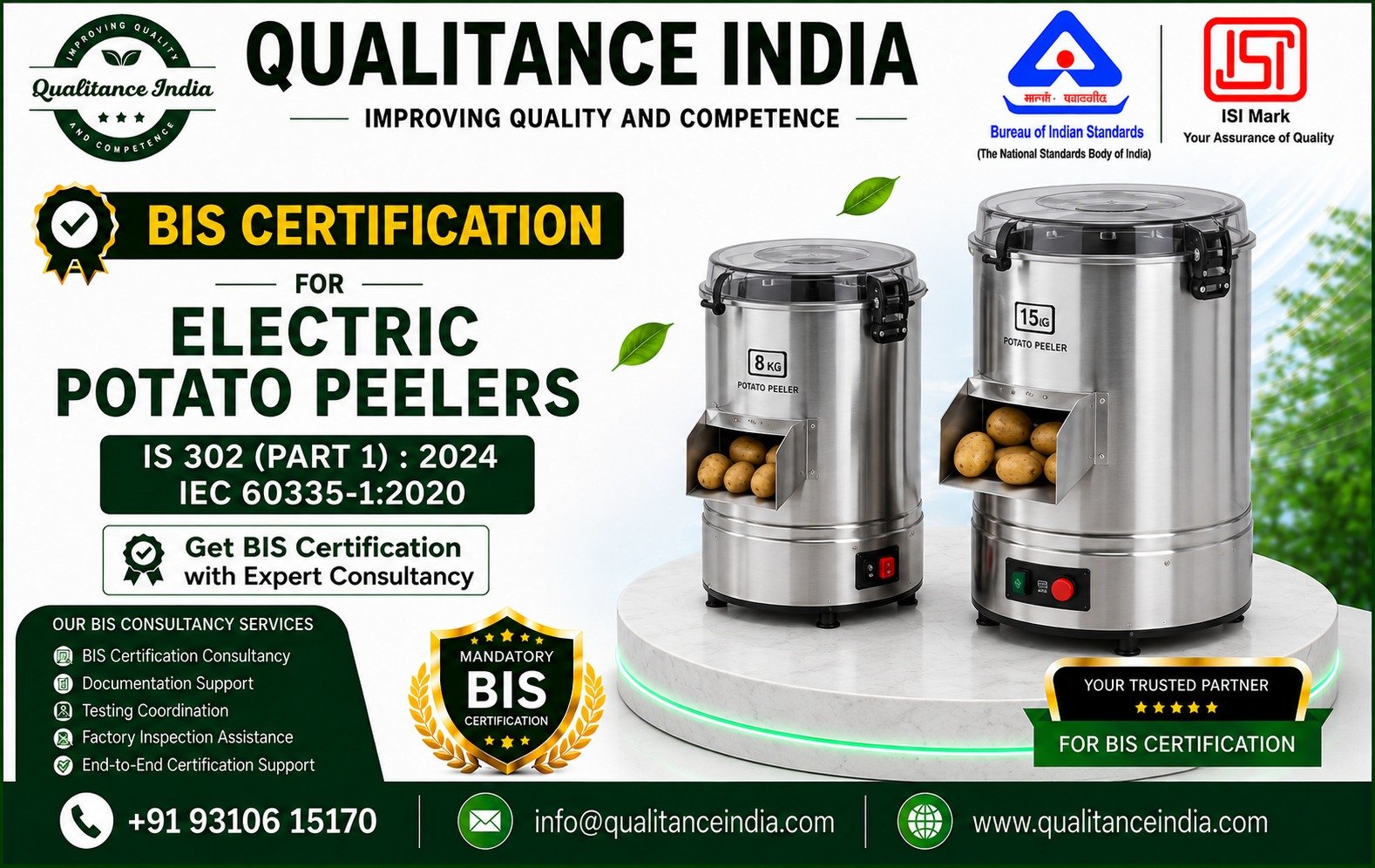 BIS Certification for Electric Potato Peelers | IS 302 (Part 1):2024 | IEC 60335-1:2020