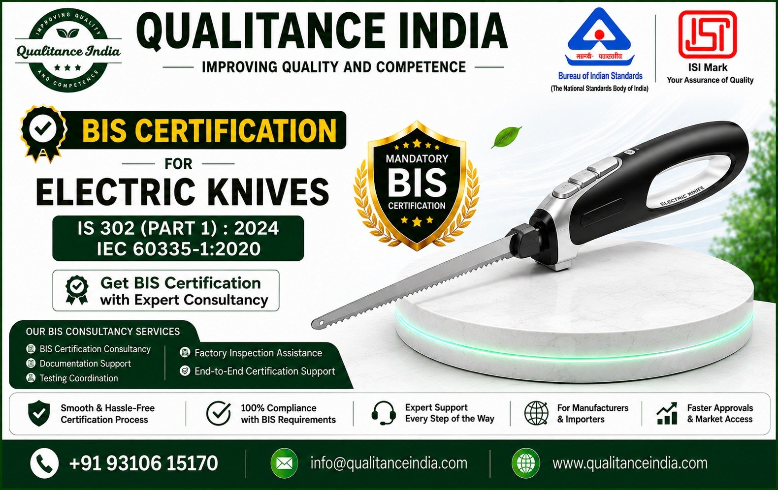 BIS Certification for Electric Knives | IS 302 (Part 1):2024 | IEC 60335-1:2020
