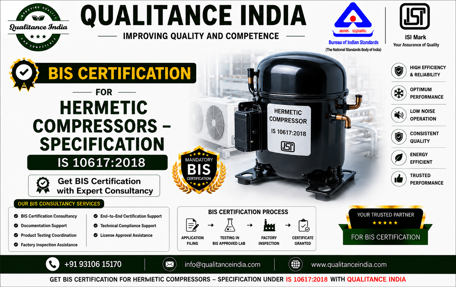 BIS Certification for Hermetic Compressors | IS 10617:2018 | BIS Certification Consultancy
