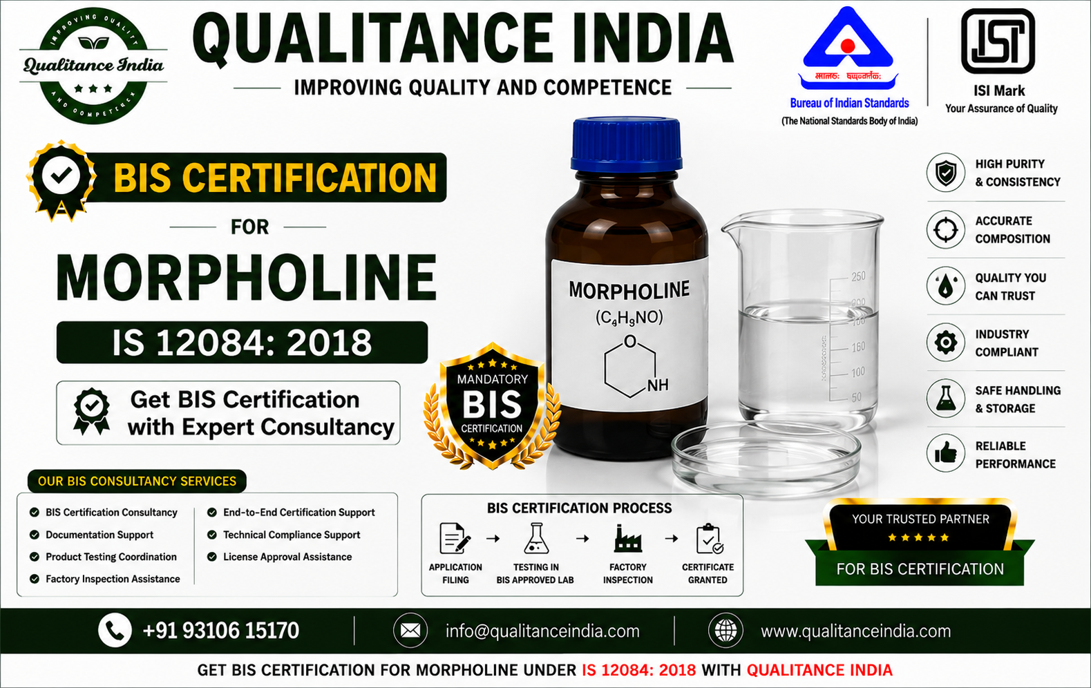 BIS Certification for Morpholine | IS 12084:2018 | BIS Certification Consultancy
