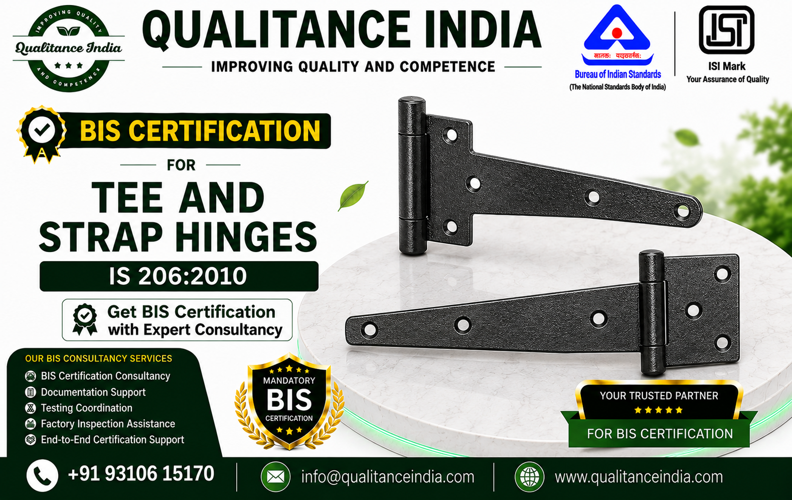 BIS Certification Consultancy for Tee and Strap Hinges | IS 206:2010