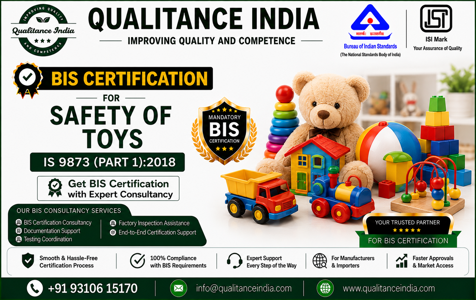 BIS Certification for Safety of Toys – IS 9873 (Part 1):2018