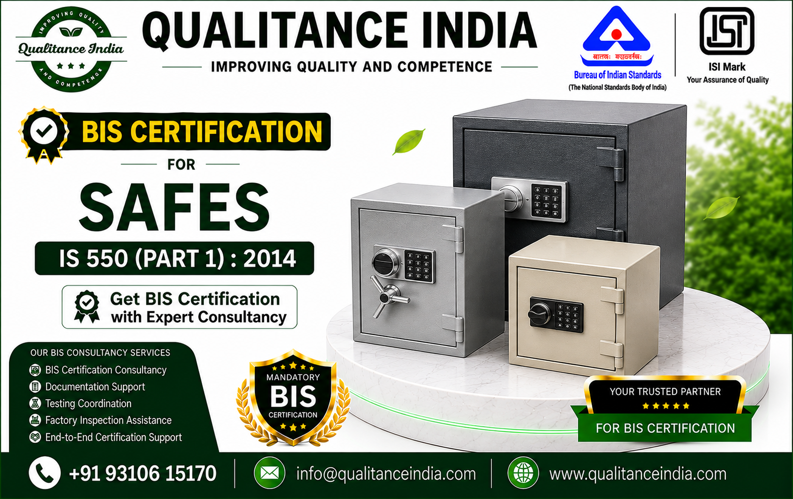 BIS Certification Consultancy for Safes | IS 550 (Part 1):2014 BIS & ISI Mark Certification