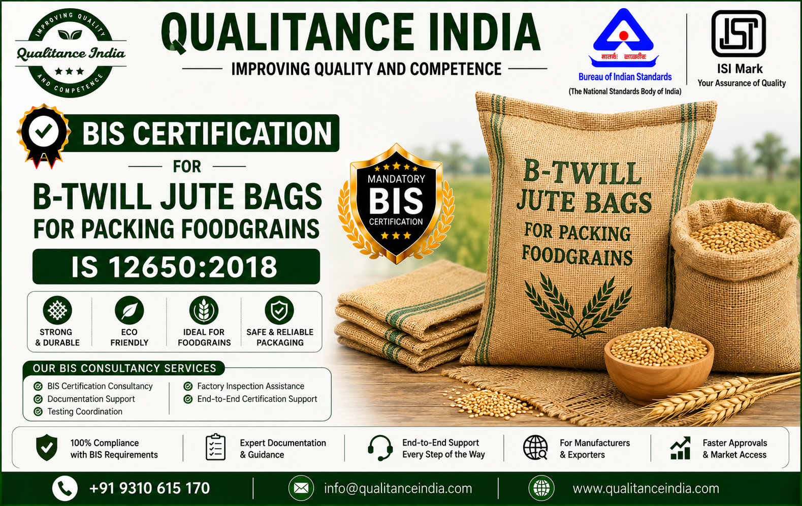 BIS Certification for Jute Bags for Packing 50 Kg Foodgrains | IS 12650:2018