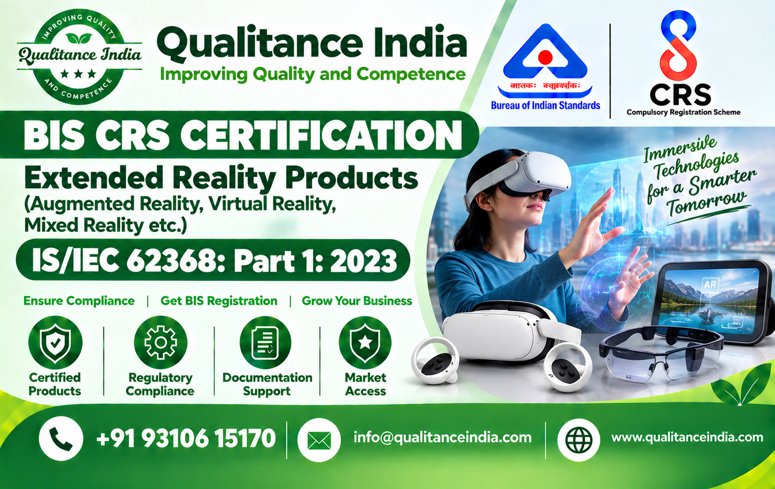 BIS CRS Certification for Extended Reality Products (AR, VR & MR) | IS/IEC 62368 Part 1:2023 | BIS Consultancy