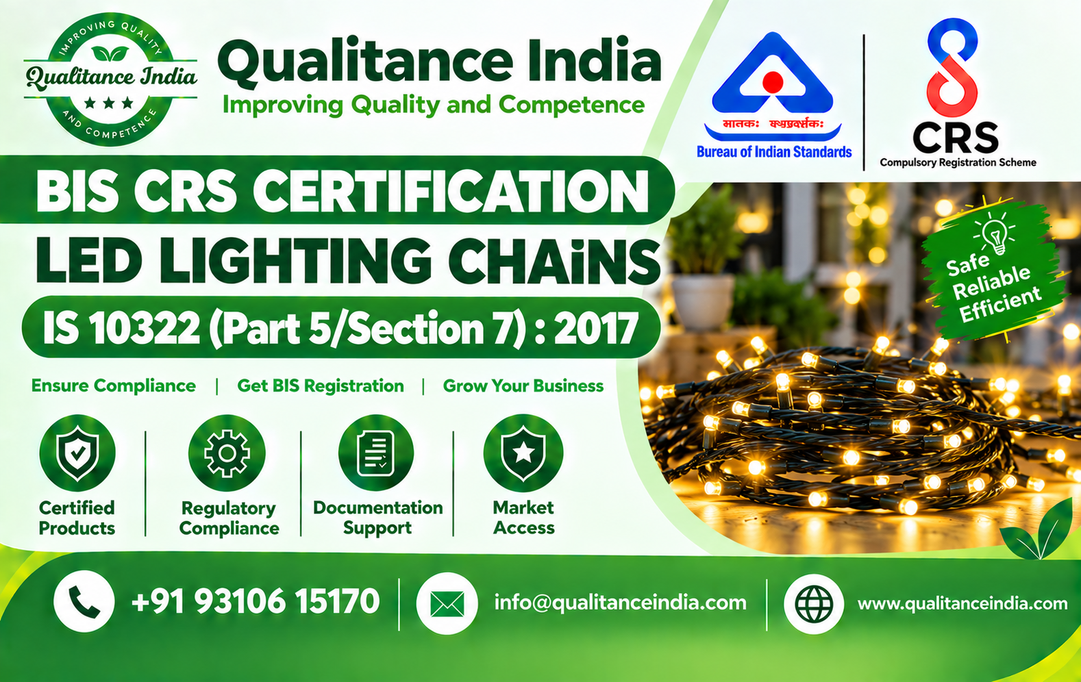BIS CRS Certification for LED Lighting Chains | IS 10322 (Part 5/Section 7):2017 | BIS Consultancy