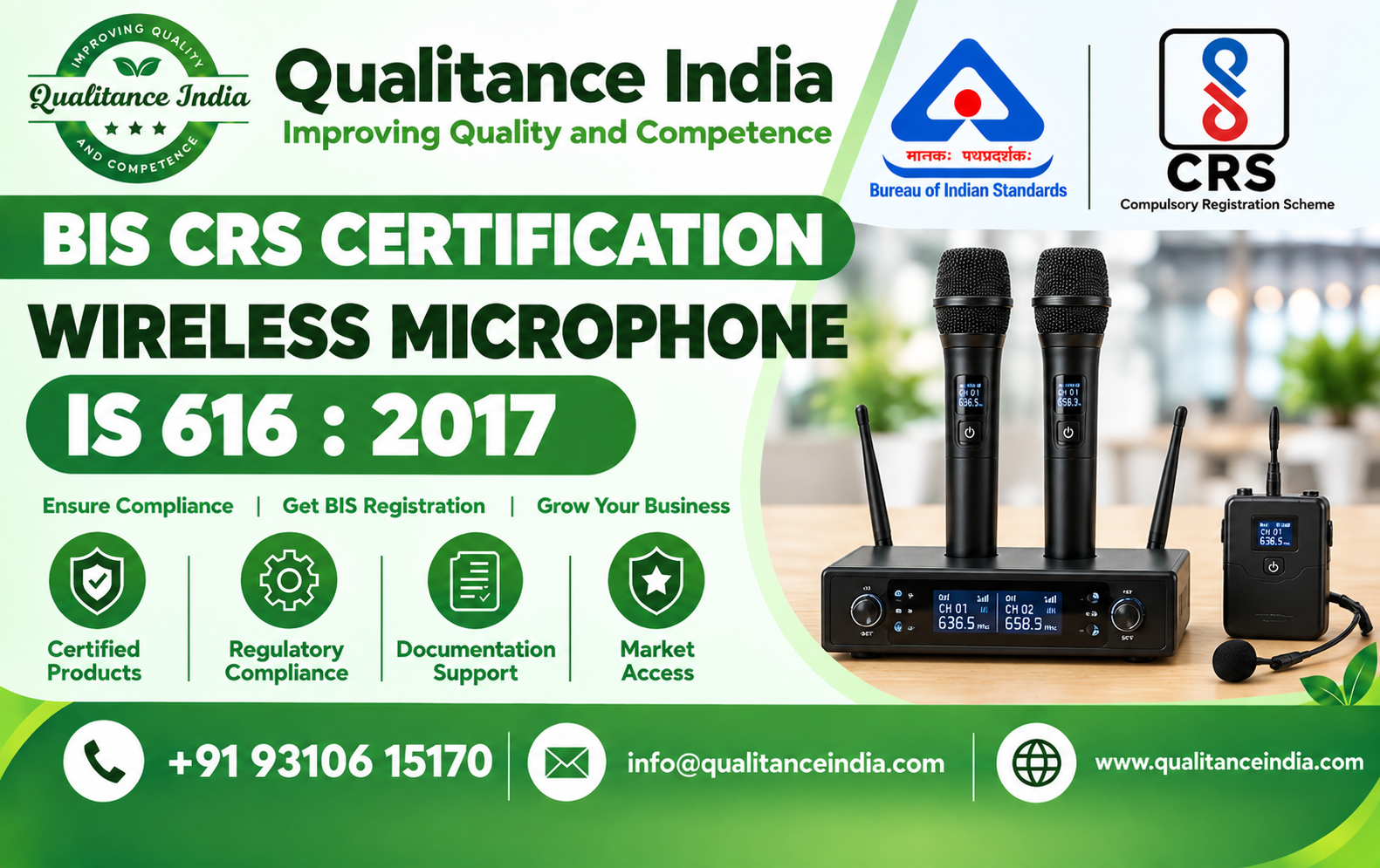 BIS CRS Certification for Wireless Microphones | IS 616:2017 | BIS Consultancy