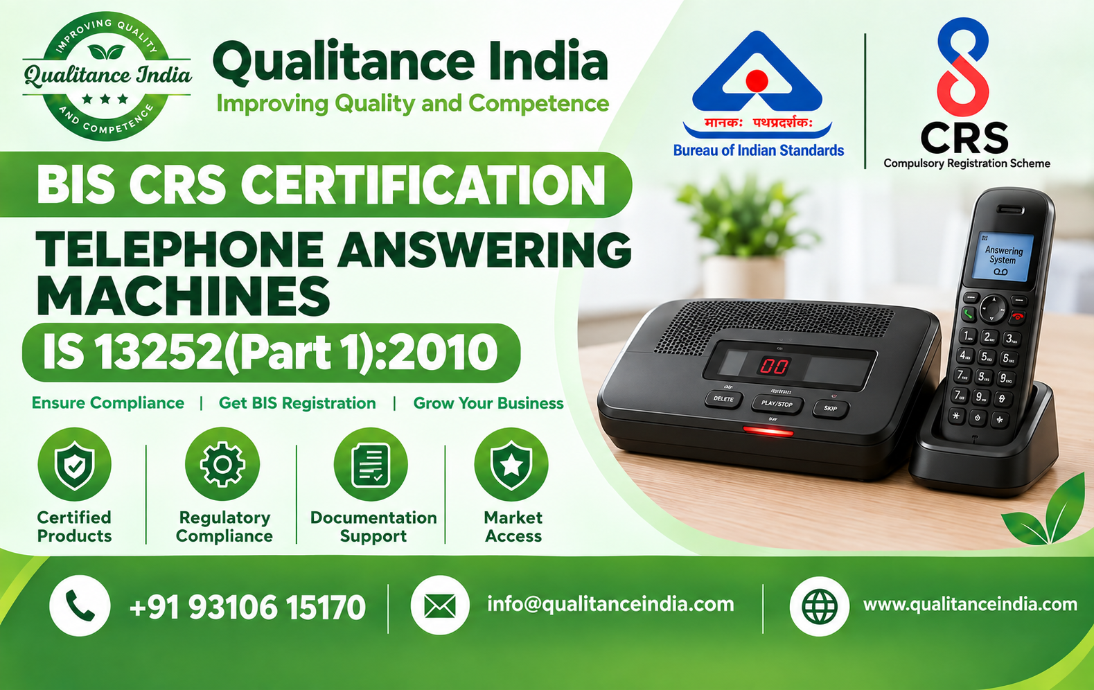 BIS CRS Certification for Telephone Answering Machines | IS 13252 (Part 1):2010 | BIS Consultancy