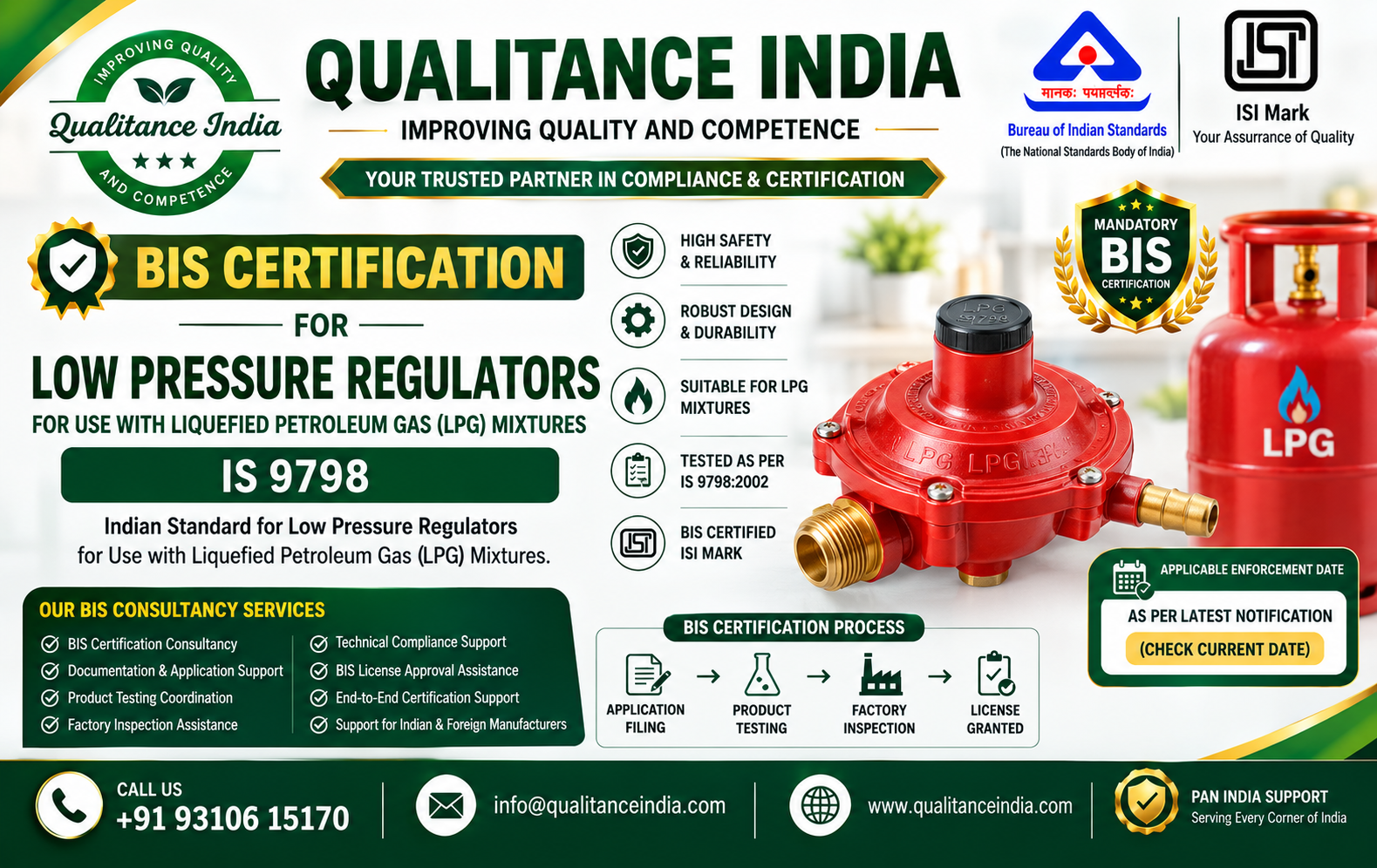 BIS Certification Consultancy for Low Pressure LPG Regulators | IS 9798