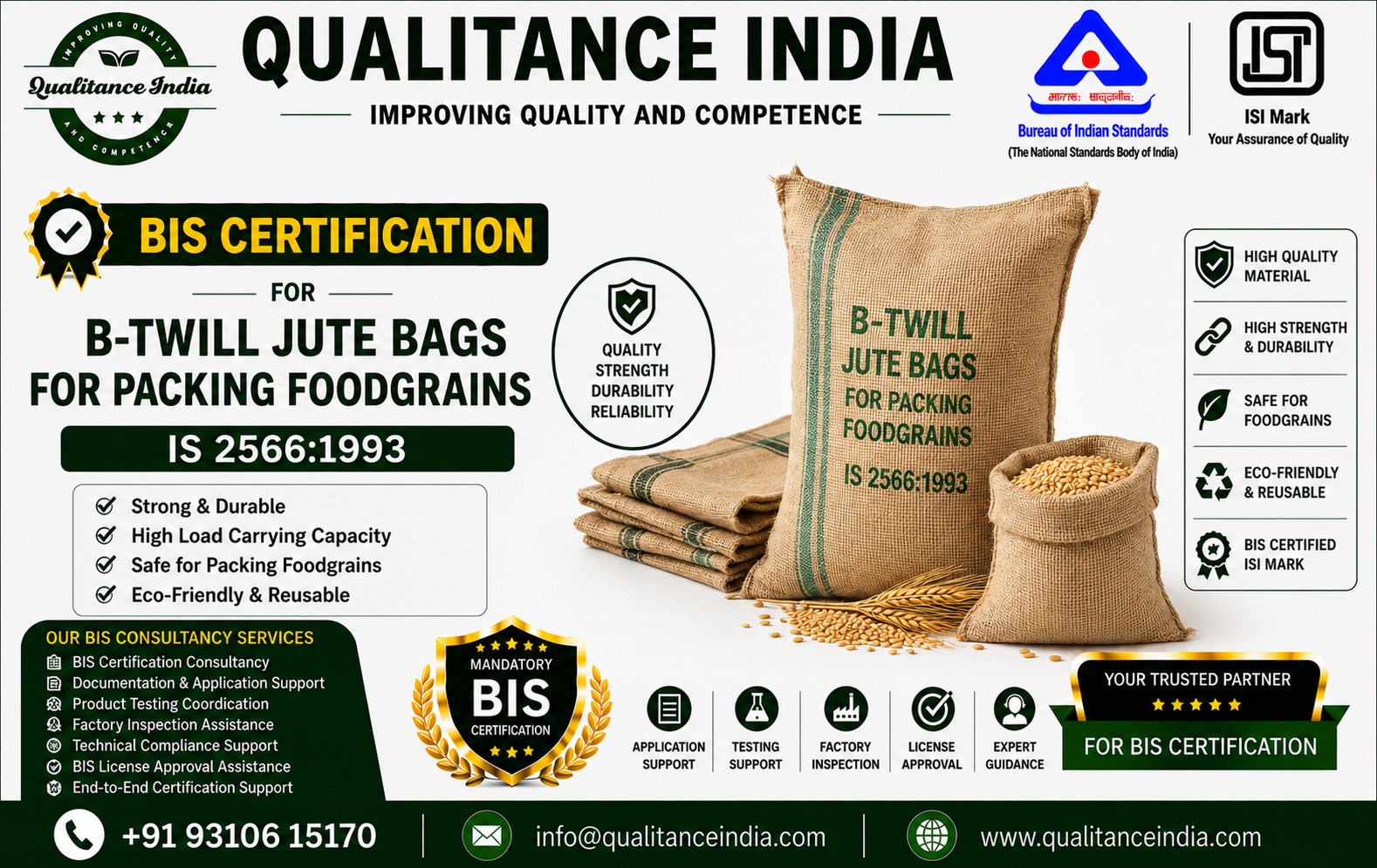 BIS Certification Consultancy for B-Twill Jute Bags for Packing Foodgrains | IS 2566:1993