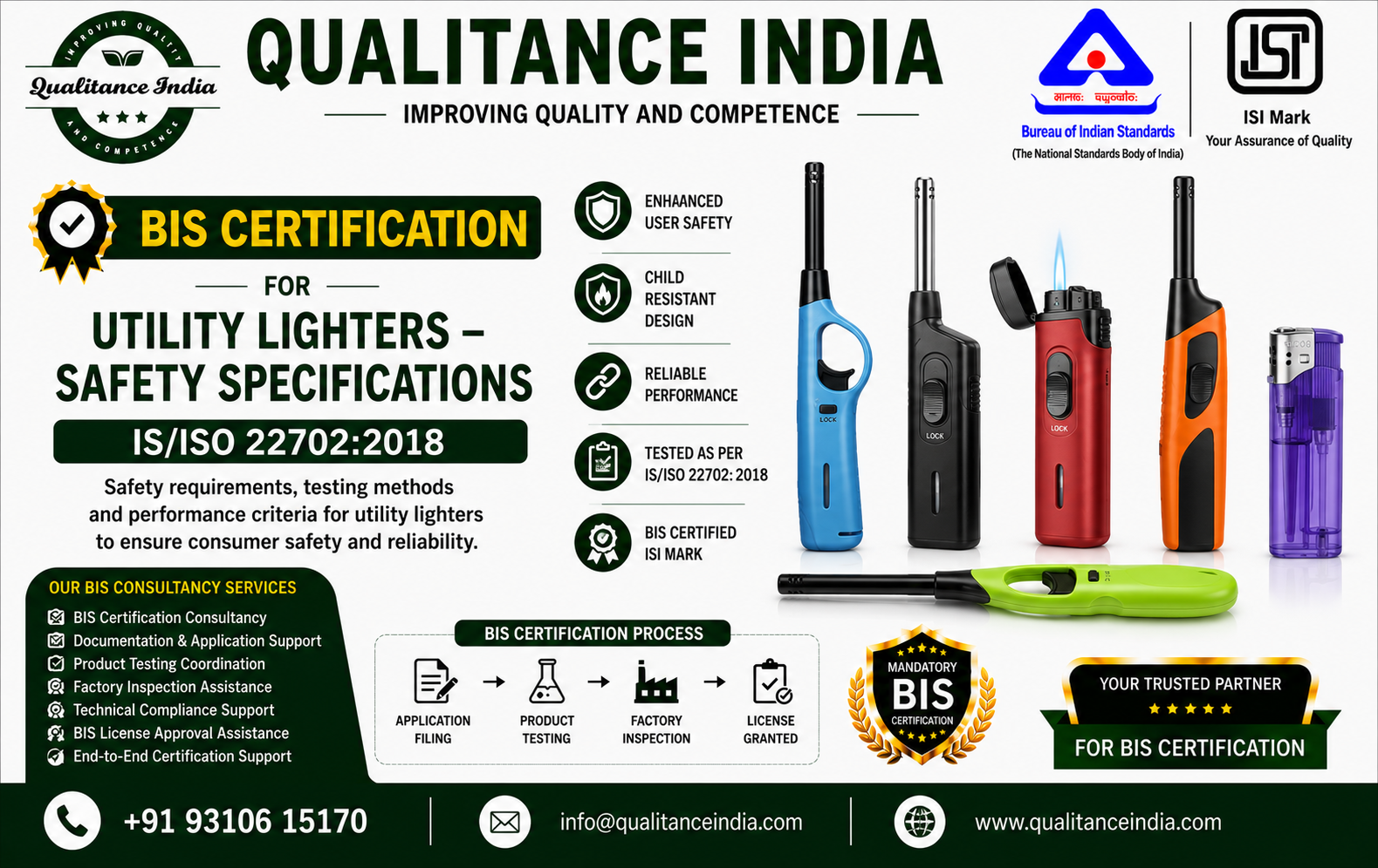 BIS Certification Consultancy for Utility Lighters – Safety Specifications | IS/ISO 22702:2018
