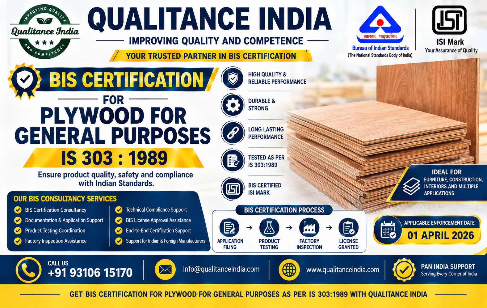 BIS Certification Consultancy for Plywood for General Purposes | IS 303:1989