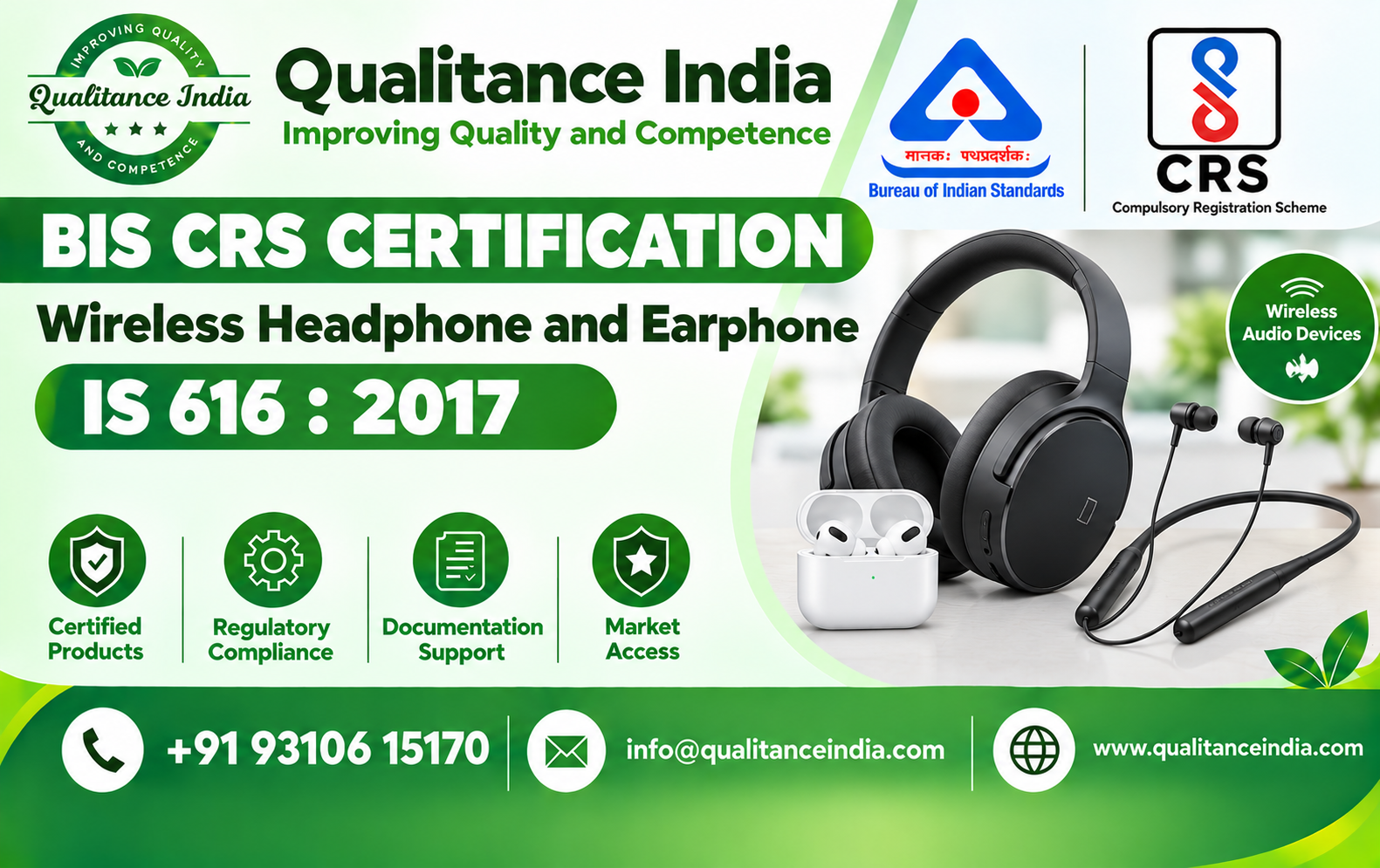 BIS CRS Certification for Wireless Headphones & Earphones | IS 616:2017 | BIS Consultancy