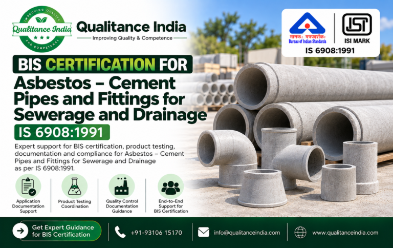BIS Certification for Asbestos–Cement Pipes and Fittings for Sewerage and Drainage | IS 6908:1991 -Qualitance India