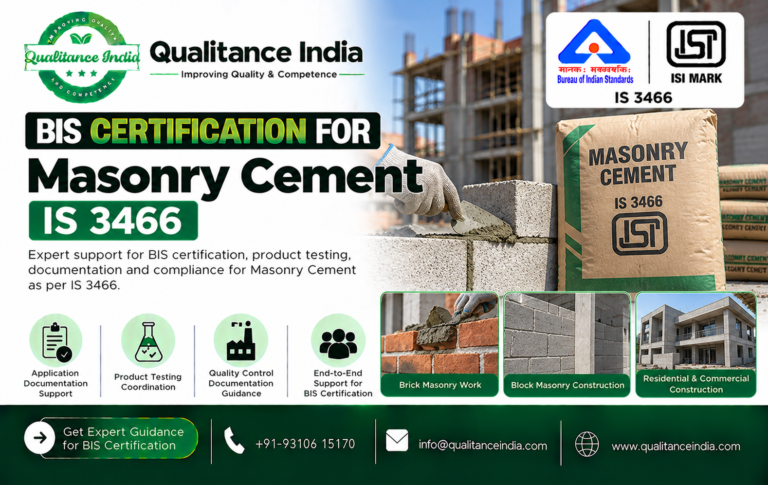 BIS Certification for Masonry Cement | IS 3466:2026 (Earlier IS 3466:1988) – Qualitance India