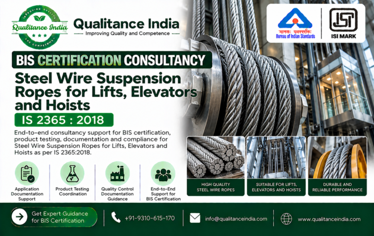 BIS Certification Consultancy for Steel Wire Suspension Ropes for Lifts, Elevators and Hoists | IS 2365- Qualitance India