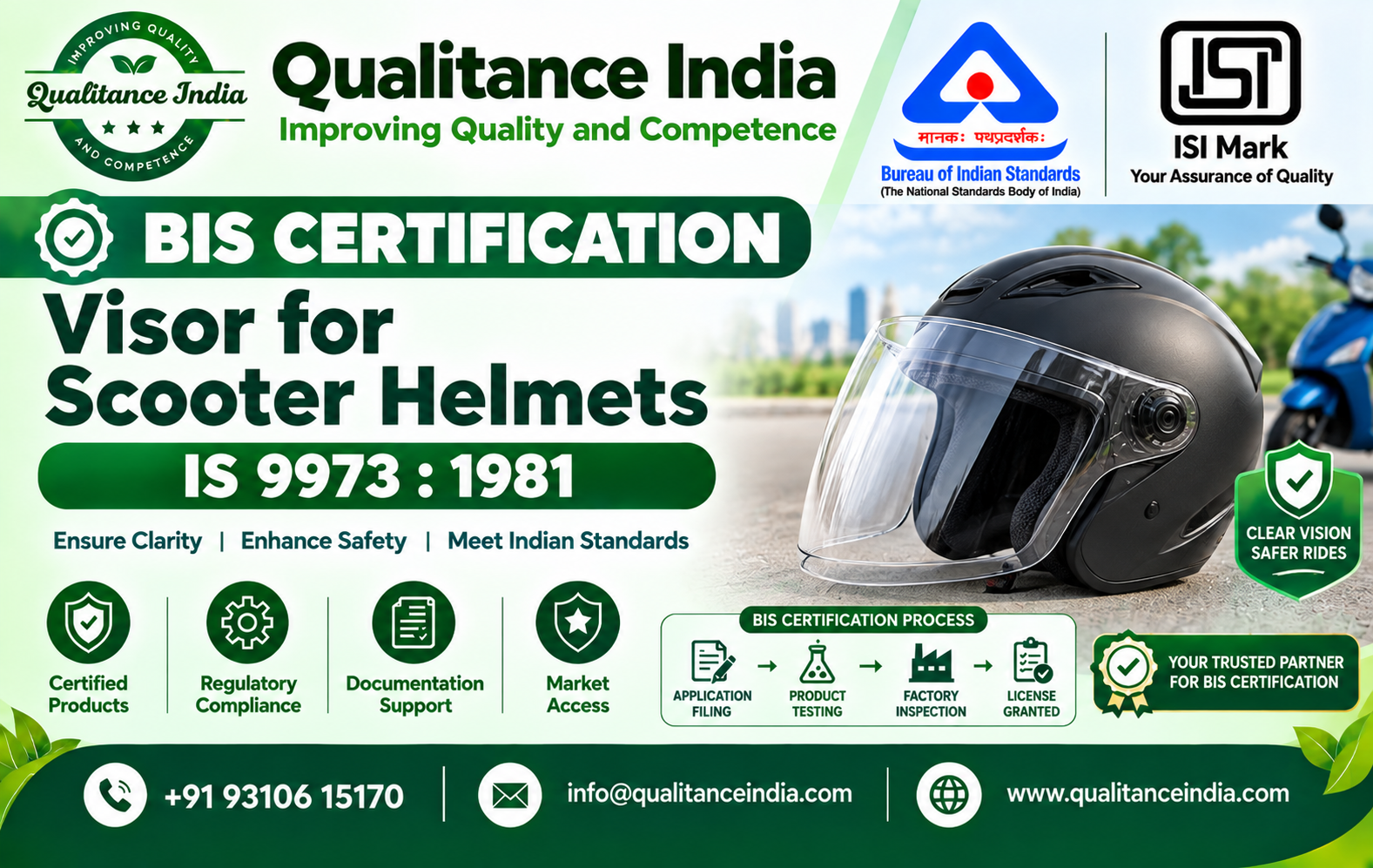 BIS Certification for Visor for Scooter Helmets | IS 9973:1981 | ISI Mark