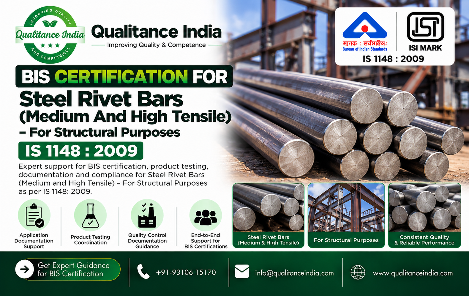 BIS Certification for Steel Rivet Bars (Medium and High Tensile) for Structural Purposes | IS 1148:2009