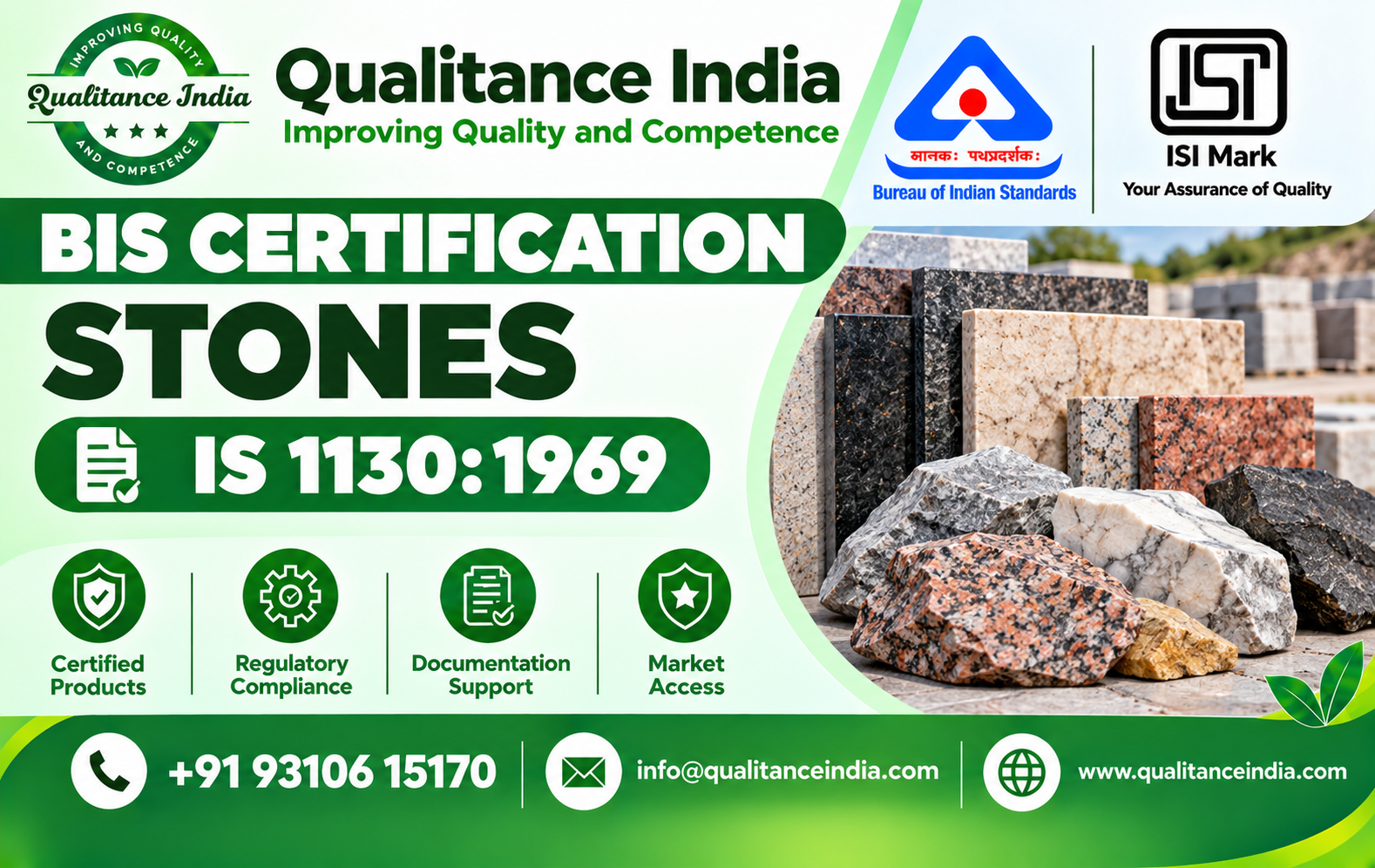 BIS Certification for Stones | IS 1130:1969 | ISI Mark Certification | BIS Consultancy