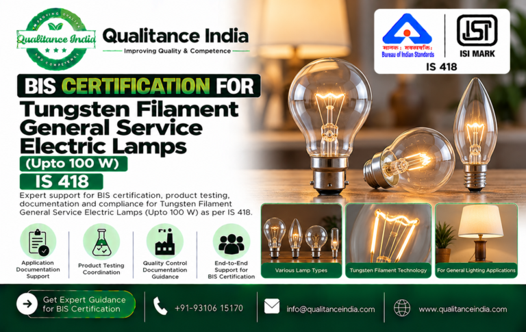 BIS Certification for Tungsten Filament General Service Electric Lamps (Up to 100 W) | IS 418 Qualitance India