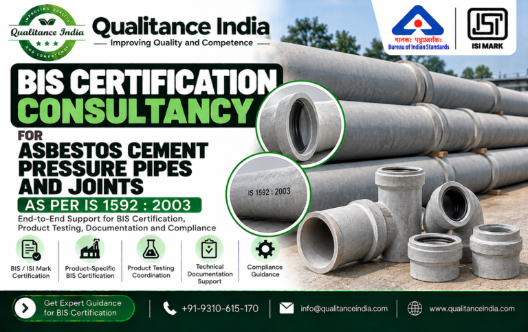 BIS Certification Consultant for Asbestos Cement Pressure Pipes and Joints | IS 1592:2003 | Qualitance India