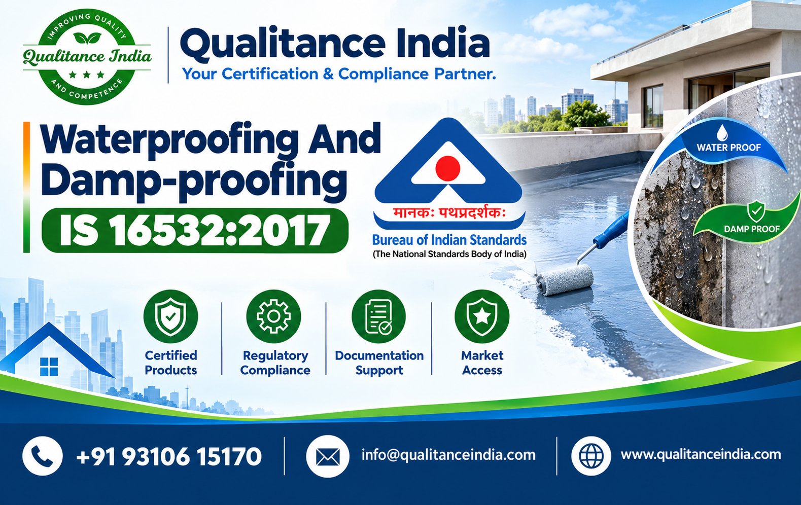 BIS Certification for Waterproofing & Damp-Proofing – IS 16532:2017 | BIS Consultancy