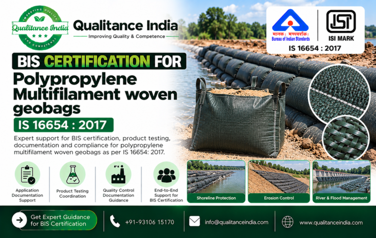 BIS Certification for Polypropylene Multifilament Woven Geobags | IS 16654:2017 -Qualitance India