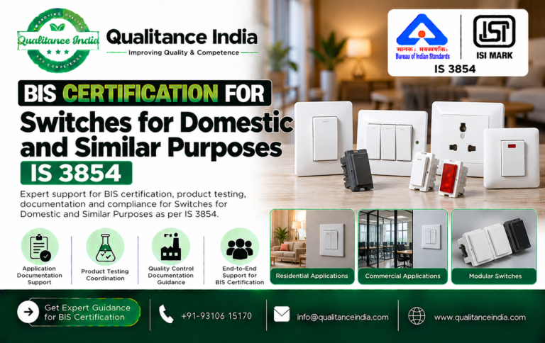 BIS Certification for Switches for Domestic and Similar Purposes – IS 3854:2023 – Qualitance India