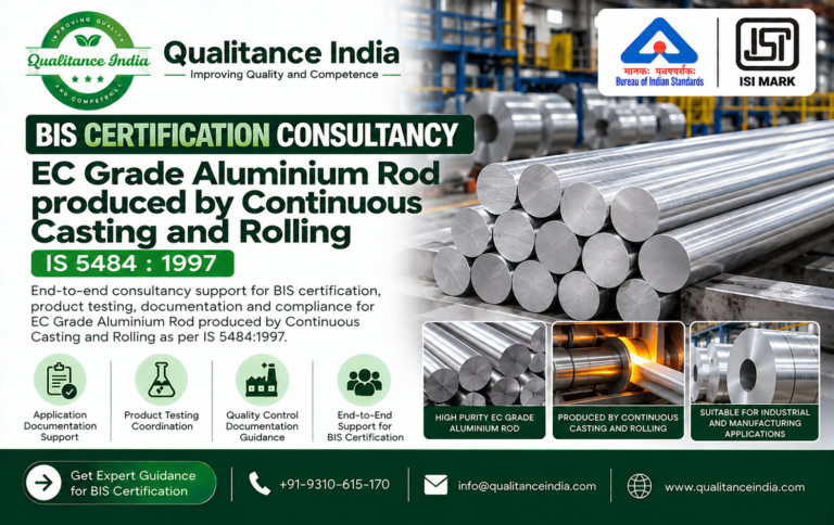 BIS Certification Consultancy for EC Grade Aluminium Rods | IS 5484 – Qualitance India