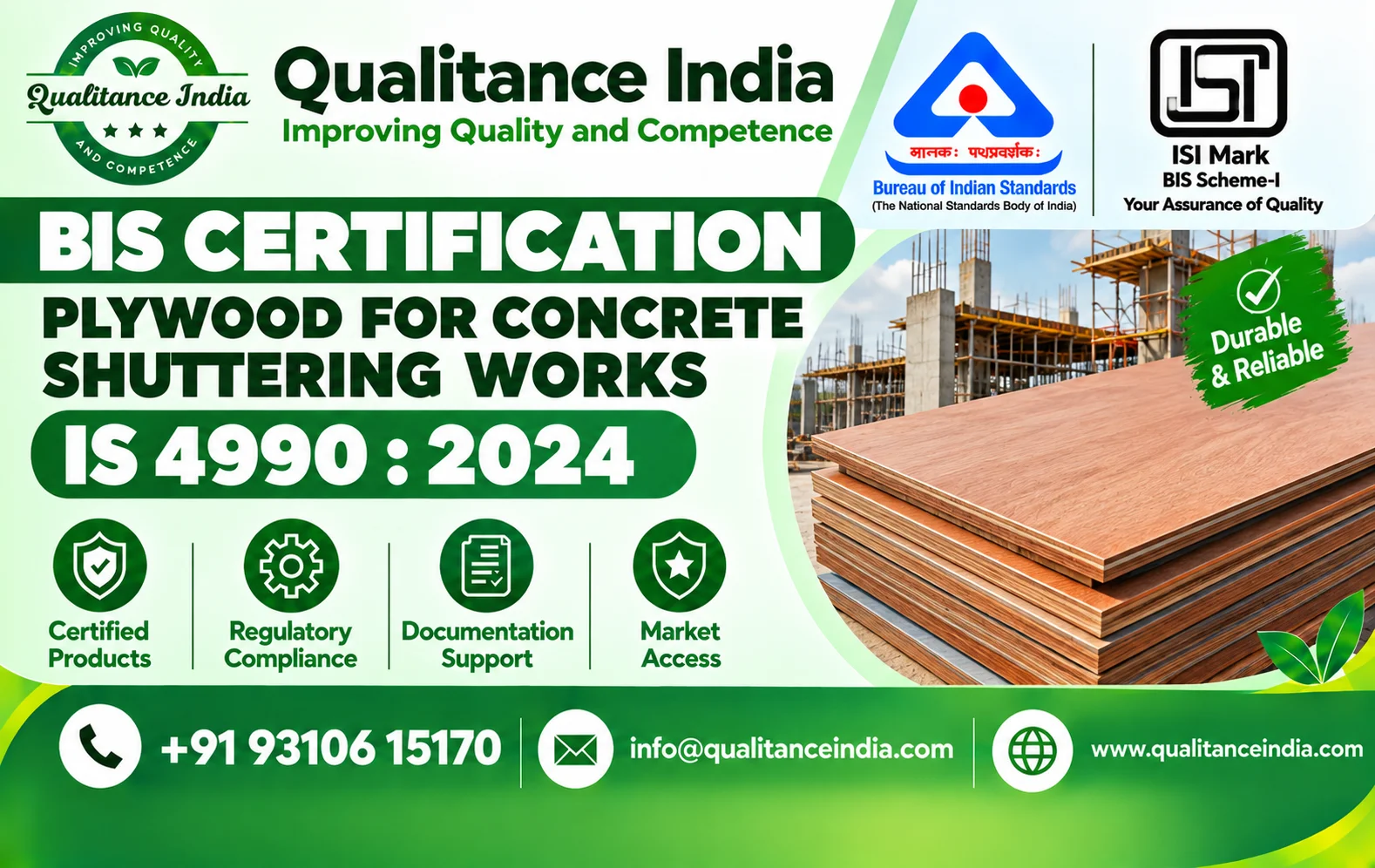 BIS Certification Consultancy for Plywood for Concrete Shuttering Works | IS 4990:2024