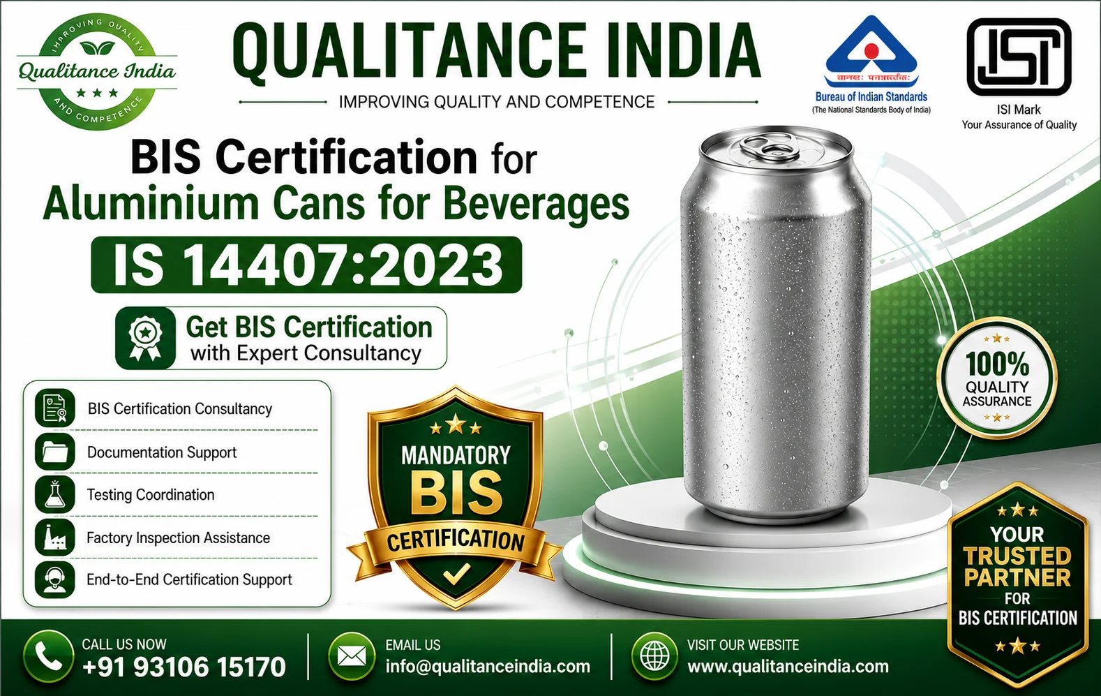 Aluminium Cans for Beverages BIS Certification | IS 14407:2023 | Complete ISI Mark Guide | Enforcement Date 01 October 2026