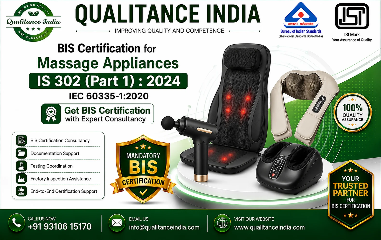 BIS Certification for Massage Appliances – IS 302 (Part 1):2024 | IEC 60335-1:2020 | Complete BIS Certification Guide for Manufacturers & Importers