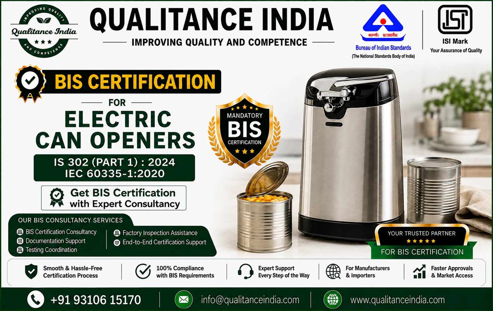 BIS Certification for Electric Can Openers in India: Complete Guide (IS 302 Part 1:2024)