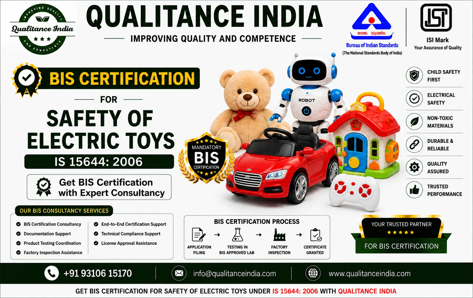 BIS Certification Consultancy for Safety of Electric Toys | IS 15644:2006 | BIS & ISI Mark Certification
