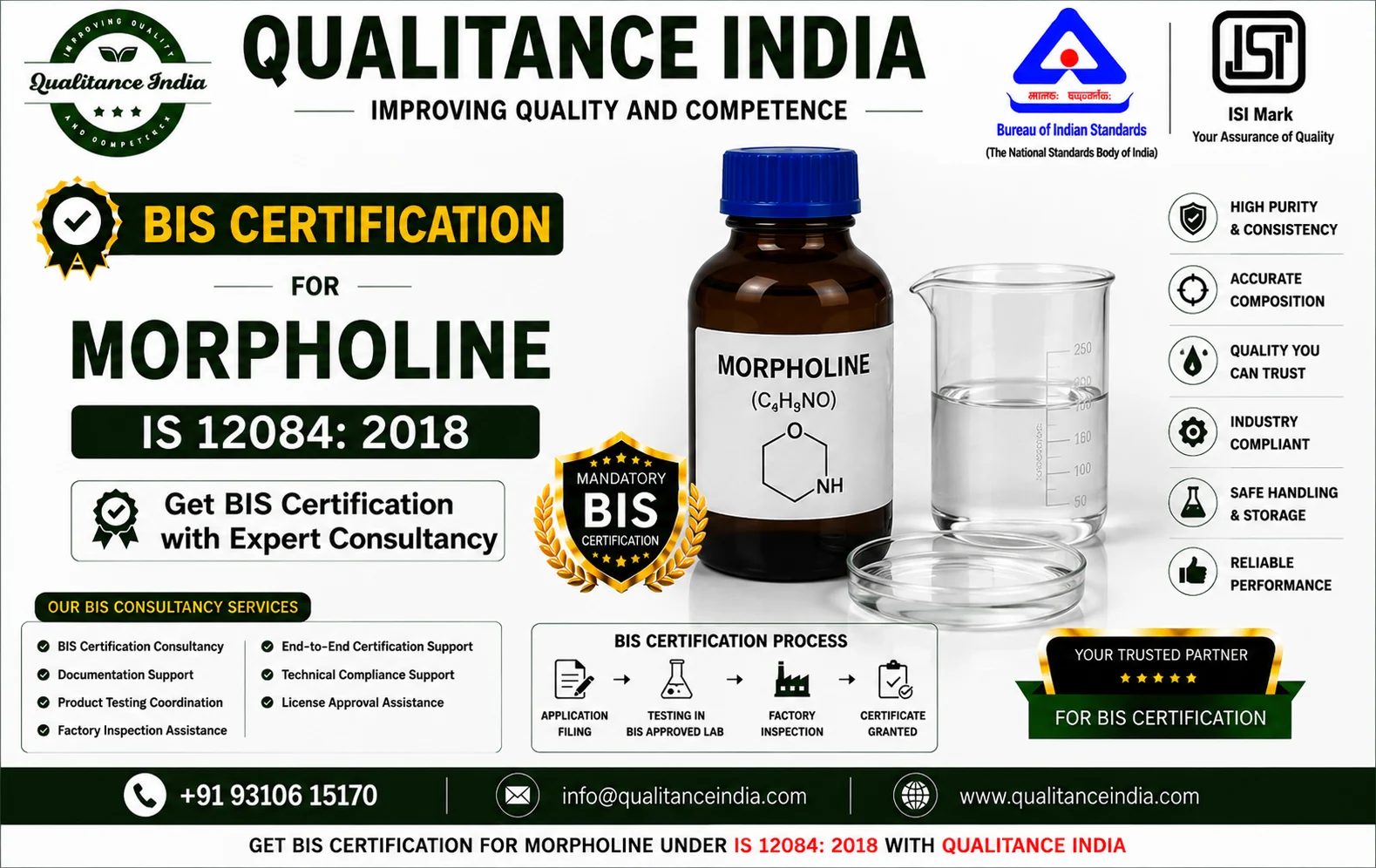 BIS Certification for Morpholine | IS 12084:2018 | BIS Certification Consultancy