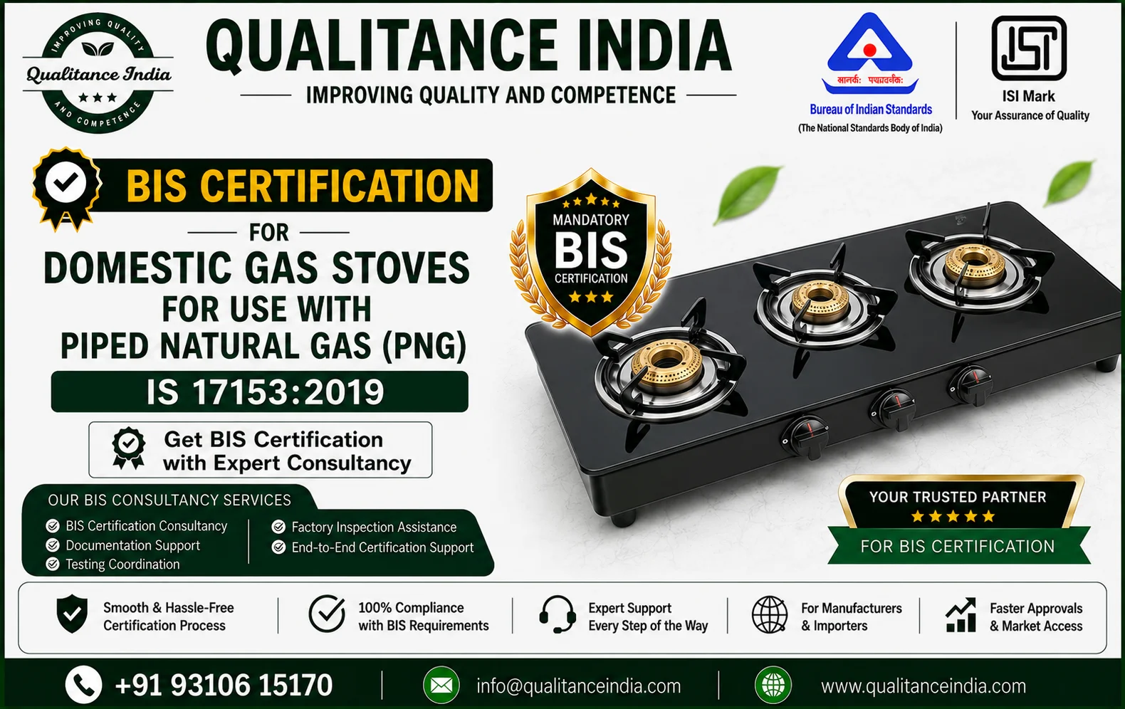 BIS Certification Consultancy for Domestic Gas Stoves for Use with PNG | IS 17153:2019