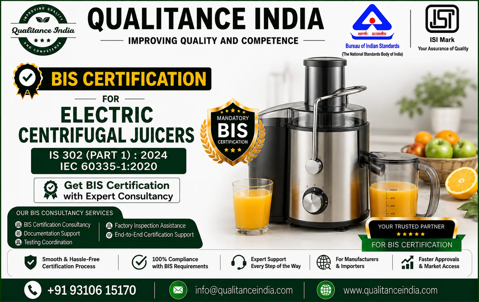 BIS Certification for Electric Centrifugal Juicers in India: Complete Guide (IS 302 Part 1:2024)