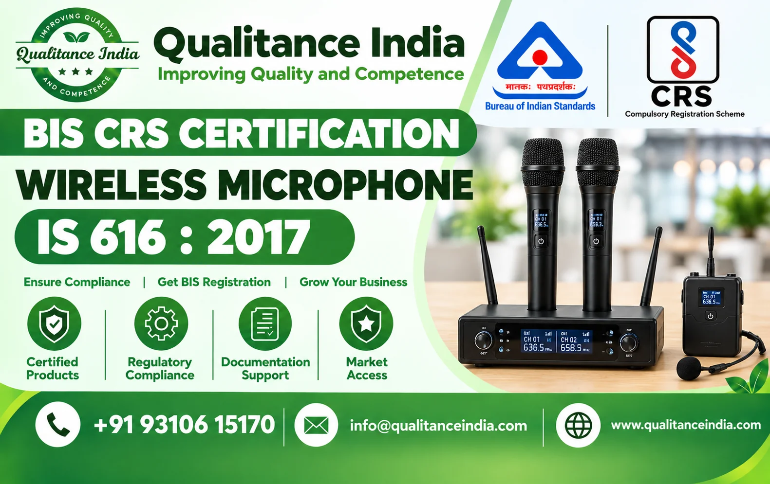 BIS CRS Certification for Wireless Microphones | IS 616:2017 | BIS Consultancy